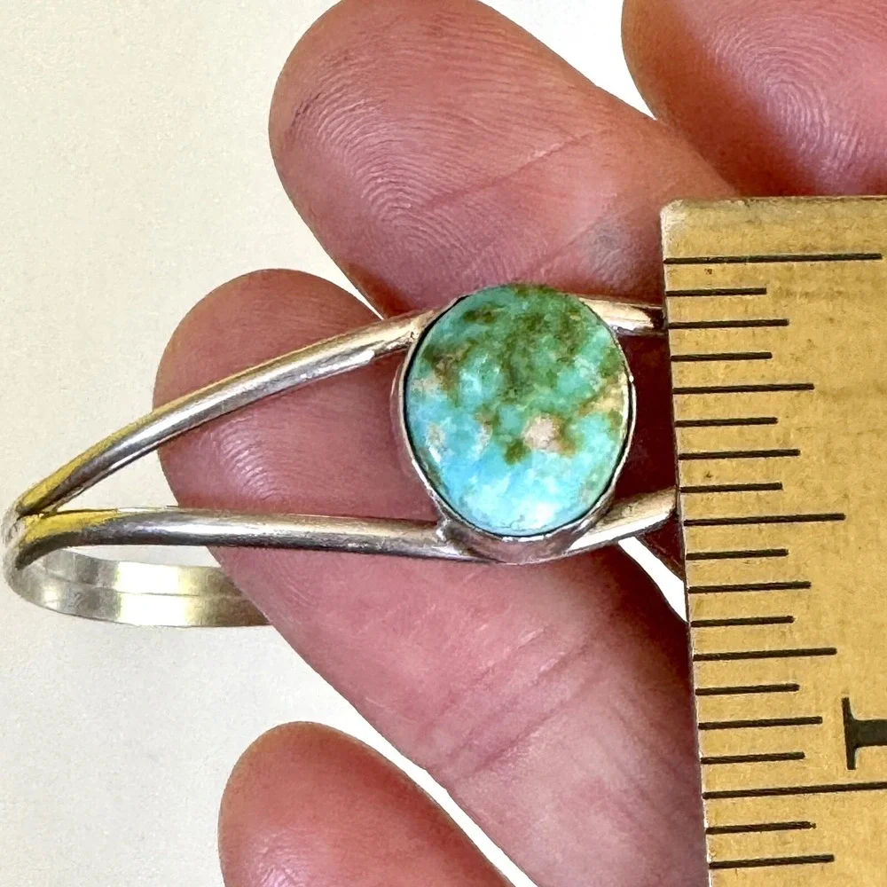 Navajo Cuff Bracelet Sonoran Turquoise 6.5in‎ Leta Parker 6g Native American